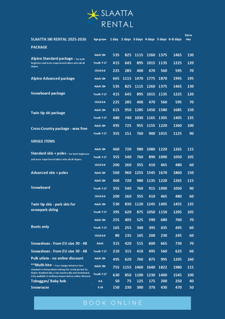 Prisliste skiutleie 25-26